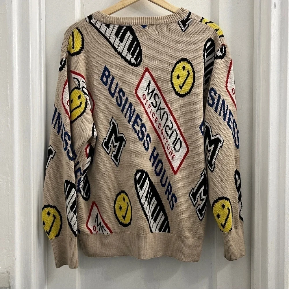 MSKN2ND OFFICE COUTURE PATTERN SWEATER‎ BEIGE, size small - Picture 8 of 8